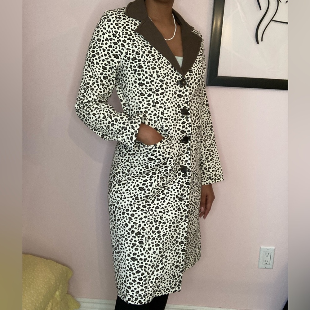 Moon river long cheetah print denim jacket